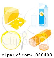 Clipart Dairy Foods And Sausage Royalty Free Vector Illustration by Alex Bannykh