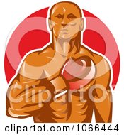 Clipart Boxer Holding His Glove To His Chest Royalty Free Vector Illustration