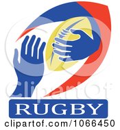 Clipart Rugby Ball And Hands Royalty Free Vector Illustration