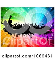 Poster, Art Print Of Silhouetted Grunge Dancers Over A Rainbow Swirl