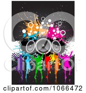 Poster, Art Print Of Silhouetted Colorful Dancers With Grunge And Speakers