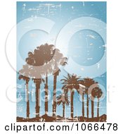Clipart Grungy Palm Trees On A Tropical Island Royalty Free Vector Illustration