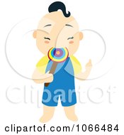 Clipart Asian Boy Eating A Lolipop Royalty Free Vector Illustration
