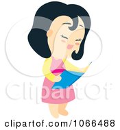 Clipart Asian Girl Reading Royalty Free Vector Illustration by Cherie Reve