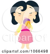 Clipart Asian Girl Eating Ice Cream Royalty Free Vector Illustration by Cherie Reve