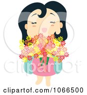 Clipart Asian Girl With Flowers Royalty Free Vector Illustration