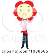 Clipart Flower Head Woman Waving Royalty Free Vector Illustration