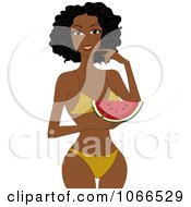 Poster, Art Print Of Black Summer Woman Holding Watermelon
