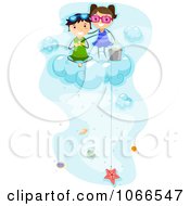 Poster, Art Print Of Kids Fishing For Sea Shells On A Cloud