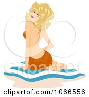 Poster, Art Print Of Blond Summer Woman Sitting On A Towel