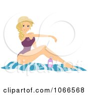 Clipart Blond Summer Woman Applying Sun Block Royalty Free Vector Illustration