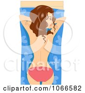 Clipart Brunette Summer Woman Sun Bathing Royalty Free Vector Illustration by BNP Design Studio