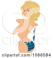 Clipart Blond Summer Woman Holding Her Bikini Top Royalty Free Vector Illustration