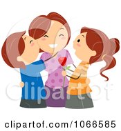 Clipart Kids Kissing Their Mom On Mothers Day Royalty Free Vector Illustration