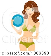 Brunette Summer Woman With A Frisbee