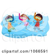 Clipart Stick Kids Snorkeling Royalty Free Vector Illustration