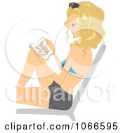 Clipart Blond Summer Woman Reading In A Chair Royalty Free Vector Illustration