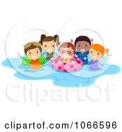 Poster, Art Print Of Stick Kids Playing In A Pool