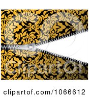 Poster, Art Print Of Yellow Damask Pattern And Revealing Zipper