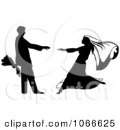 Poster, Art Print Of Silhouetted Bride Running To Her Groom