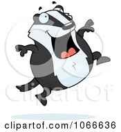Clipart Pudgy Badger Jumping Royalty Free Vector Illustration