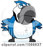 Clipart Pudgy Mad Blue Jay Royalty Free Vector Illustration