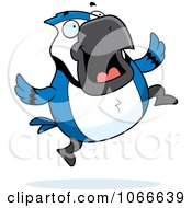 Clipart Pudgy Blue Jay Jumping Royalty Free Vector Illustration by Cory Thoman