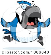 Clipart Pudgy Blue Jay Running Royalty Free Vector Illustration