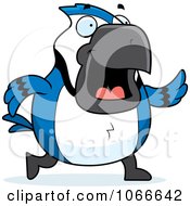 Clipart Pudgy Blue Jay Walking Royalty Free Vector Illustration by Cory Thoman
