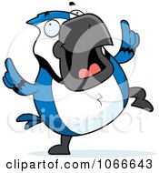 Clipart Pudgy Blue Jay Dancing Royalty Free Vector Illustration