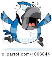 Clipart Pudgy Blue Jay Running Scared Royalty Free Vector Illustration by Cory Thoman