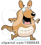 Clipart Pudgy Kangaroo Walking Royalty Free Vector Illustration
