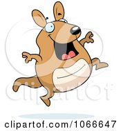 Clipart Pudgy Kangaroo Jumping Royalty Free Vector Illustration