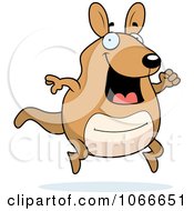 Clipart Pudgy Kangaroo Running Royalty Free Vector Illustration
