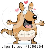 Clipart Pudgy Kangaroo With Open Arms Royalty Free Vector Illustration