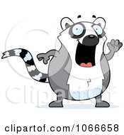 Clipart Pudgy Lemur Waving Royalty Free Vector Illustration by Cory Thoman
