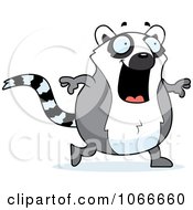 Clipart Pudgy Lemur Walking Royalty Free Vector Illustration