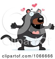 Clipart Pudgy Tazmanian Devil With Open Arms Royalty Free Vector Illustration by Cory Thoman