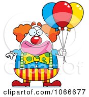 Poster, Art Print Of Pudgy Circus Clown With Party Balloons