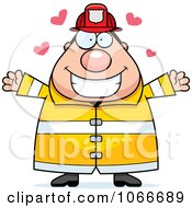 Poster, Art Print Of Pudgy Fireman With Open Arms