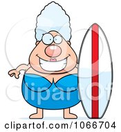 Clipart Pudgy Granny Surfer Royalty Free Vector Illustration by Cory Thoman
