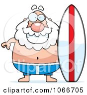 Clipart Pudgy Grandpa Surfer Royalty Free Vector Illustration