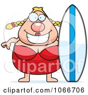 Poster, Art Print Of Pudgy Female Surfer