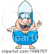 Clipart Pudgy Granny Snorkeler With An Idea Royalty Free Vector Illustration
