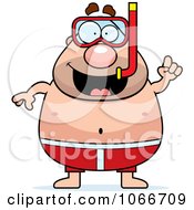 Clipart Pudgy Male Snorkeler With An Idea Royalty Free Vector Illustration