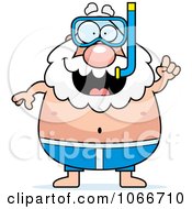 Clipart Pudgy Grandpa Snorkeler With An Idea Royalty Free Vector Illustration