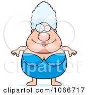 Clipart Pudgy Granny Swimmer Royalty Free Vector Illustration