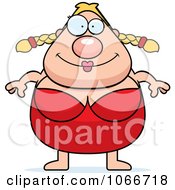 Clipart Pudgy Female Swimmer Royalty Free Vector Illustration