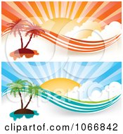 Poster, Art Print Of Orange And Blue Tropical Island Website Banners