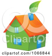 Poster, Art Print Of Green House With An Orange Roof